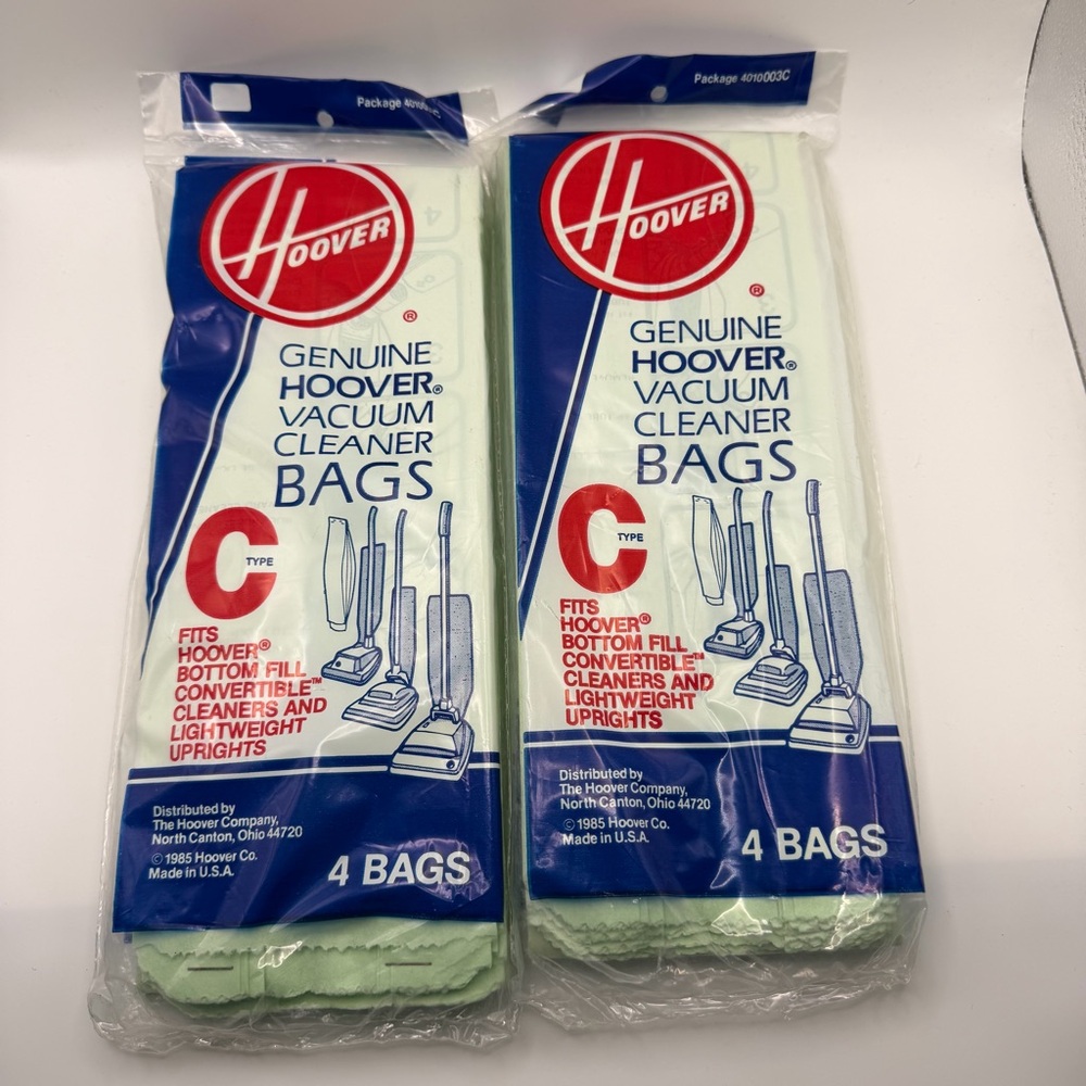 Lot of Two (2) Hoover Type "C" Vacuum Bags. 8 Total Bags / Brand New